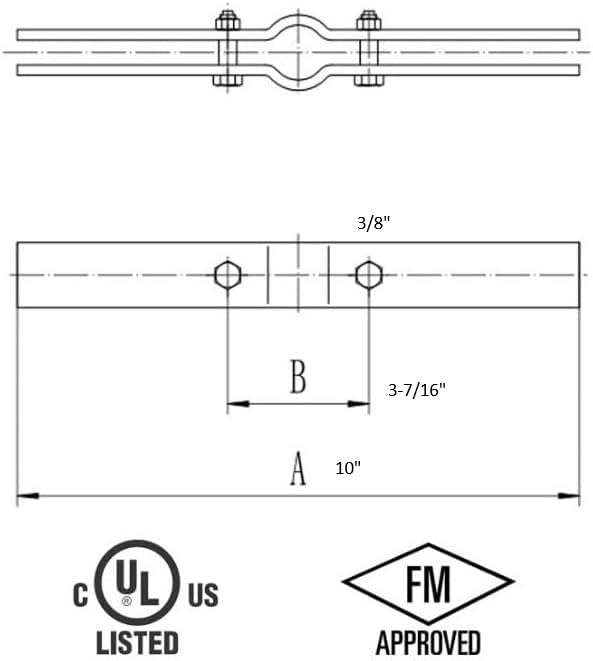 Riser Clamp for Vertical Pipe Support, Hot-dip Galvanized, FM and UL Approved