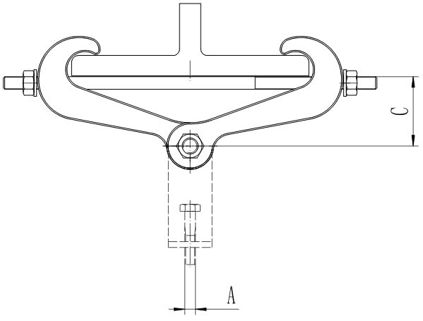 ClampTitan Center Beam Clamp, 3/8"-7/8" Rod Size, Malleable Iron