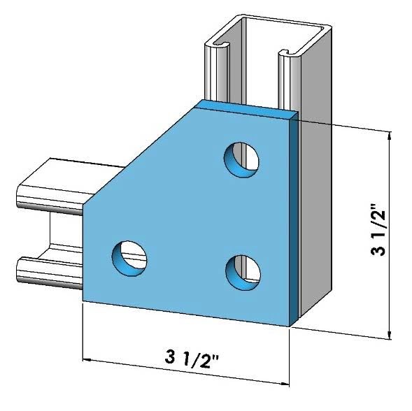ClampTitan Three Hole Corner Plate, L Shape Bracket 3-Hole, Hot-dip Galvanized, 2-Pack