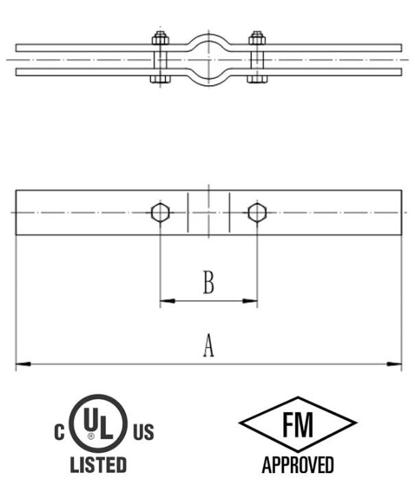 Riser Clamp for Vertical Pipe Support - 316 Stainless Steel, FM and UL Approved