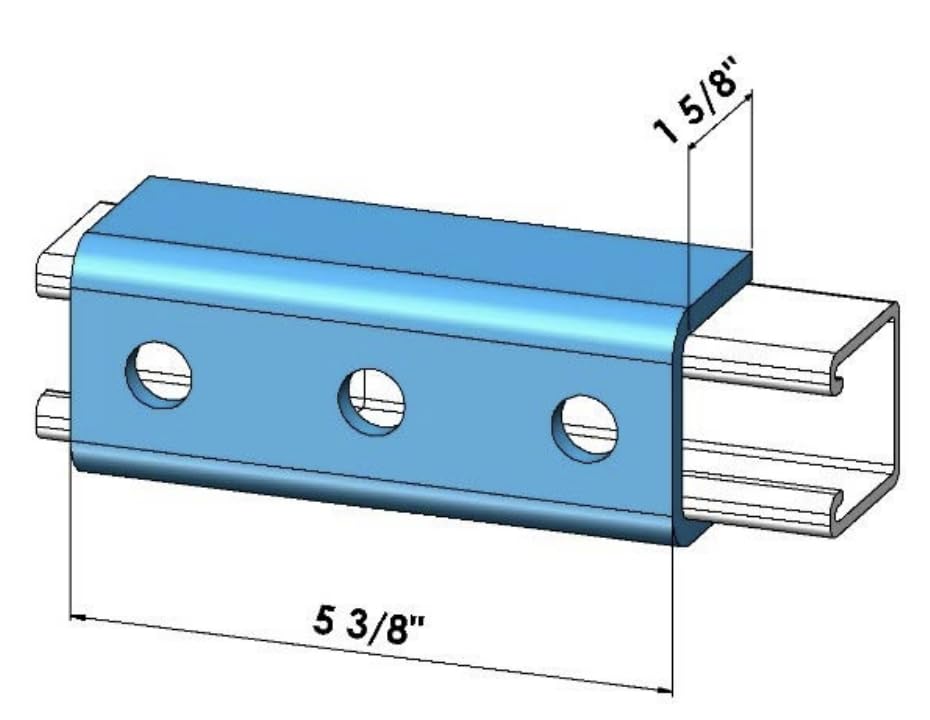 ClampTitan Three Hole Splice, U Shaped Splice Fittings Strut Connector Bracket for 1-5/8" Strut, Hot-dip Galvanized