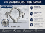 316 Stainless Split Ring Pipe Hanger for Threaded Rod