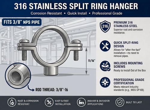 316 Stainless Split Ring Pipe Hanger for Threaded Rod
