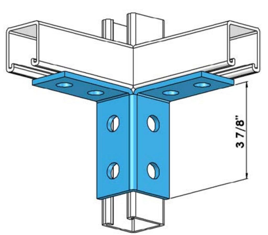 ClampTitan 8-Hole Double Corner, Channel Wing Fitting Bracket, for 1-5/8" Strut Channel with 1/2" Bolt, HDG