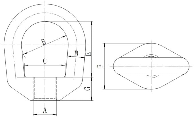 Weldless Eye Nut, Plain Forged Steel, Heavy Duty for High-Strength/Temperature Piping, UNC Threaded Ring Shape Lifting