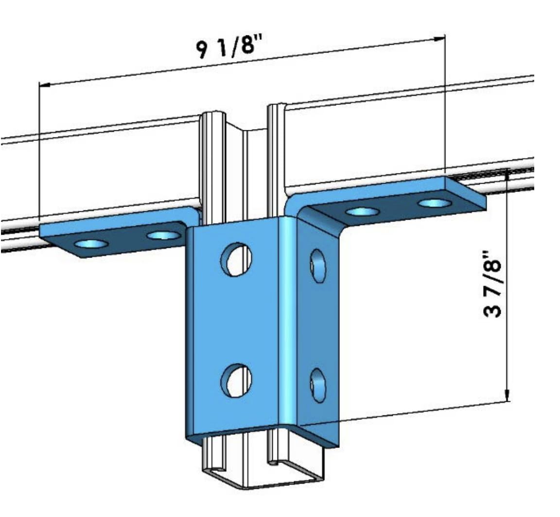 ClampTitan 10-Hole Wing Fitting Bracket, for 1-5/8" Strut Channel with 1/2" Bolt, HDG hot-dip Galvanized