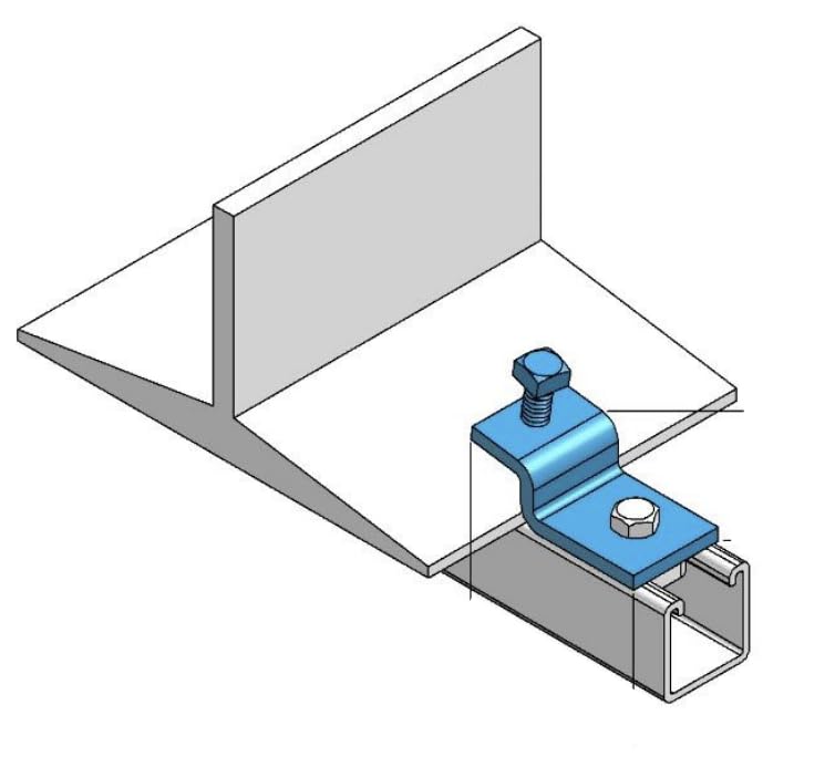 ClampTitan Z Shape Beam Clamp, 3/8" Thickness, 1" Max Flange Thickness, Set Screw Included
