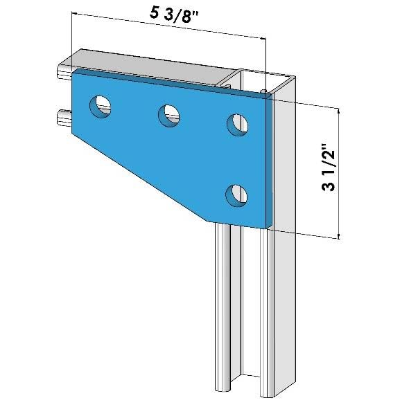 ClampTitan Four Hole Corner Plate, Fitting for 1-5/8" Strut Channel, Flat Plate Brackets