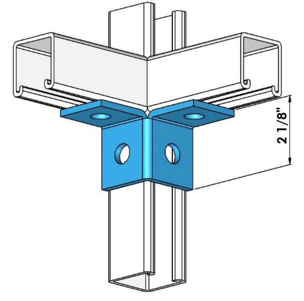 ClampTitan 4-Hole Double Corner, Channel Wing Fitting Bracket, for 1-5/8" Strut Channel with 1/2" Bolt, HDG