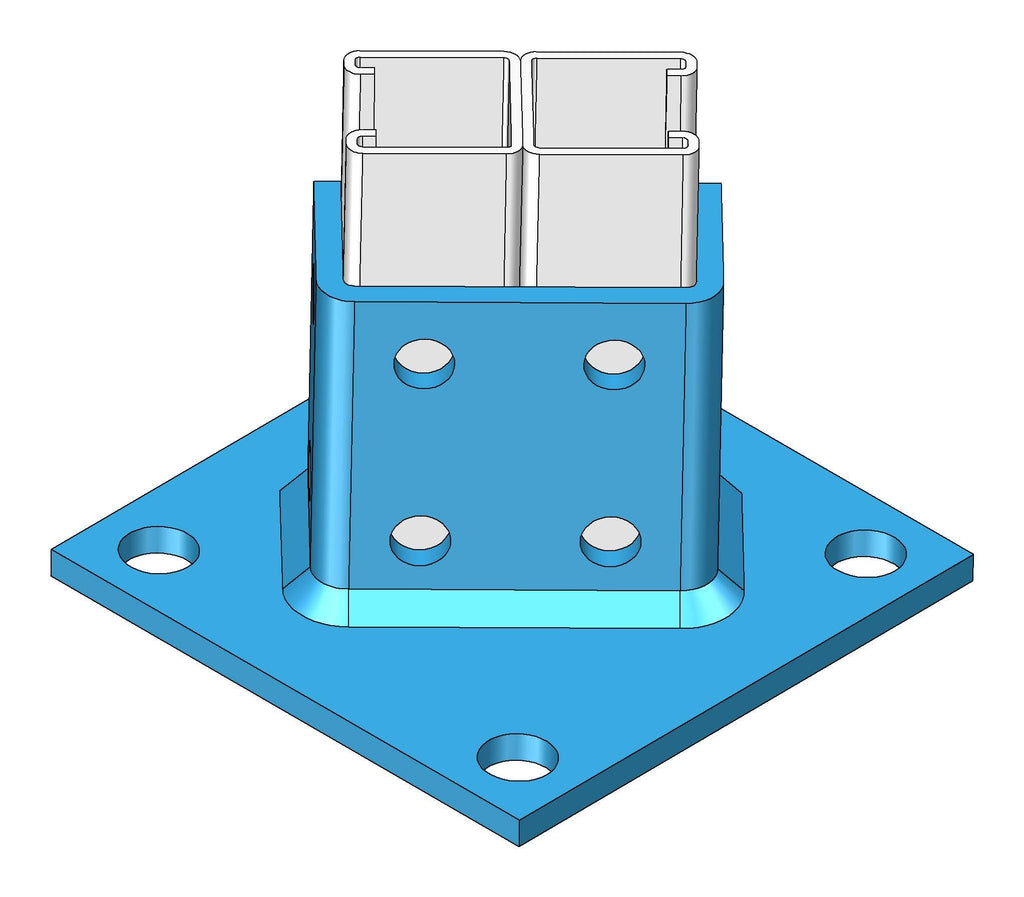 ClampTitan Double Post Base, 4 Holes Square Mount for B2B 1-5/8" Strut Channel
