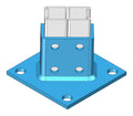 ClampTitan Double Post Base, 4 Holes Square Mount for B2B 1-5/8" Strut Channel