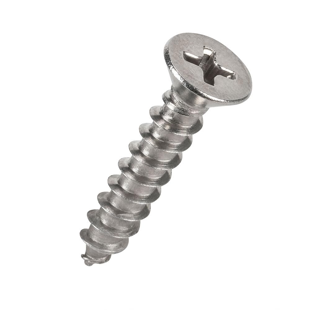 #8 x 1-1/2" Sheet Metal Self Drilling Screws, Philips Flat Head Self-Tapping, #2 Point Zinc Plated Carbon Steel Tek for Metal/Wood