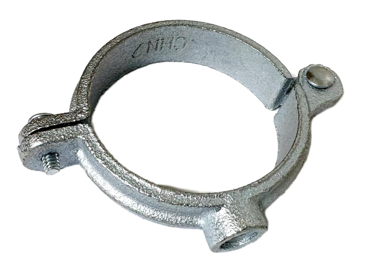 ClampTitan Hinged Split Ring Pipe Hanger Galvanized Iron, with 3/8 or 1/2 in. Rod Fitting
