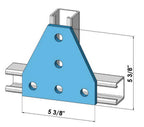 ClampTitan 5-Hole Tee Gusset Plate for Strut Channel, Hole Dia 9/16", Flat Plate Fittings