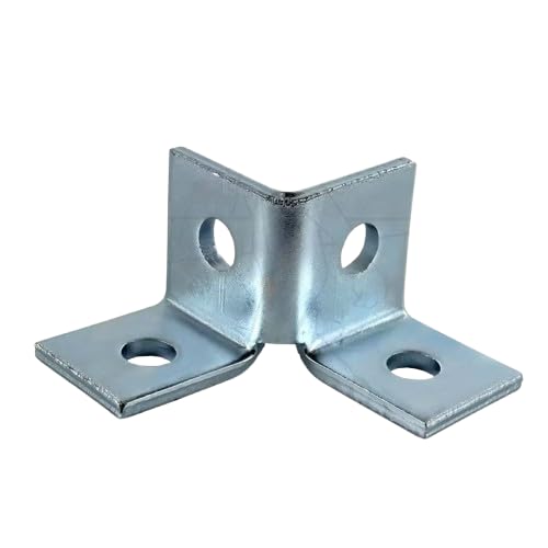ClampTitan 4-Hole Double Corner, Channel Wing Fitting Bracket, for 1-5/8" Strut Channel with 1/2" Bolt, HDG
