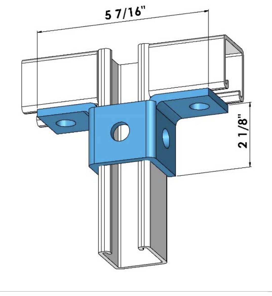 ClampTitan 5-Hole Wing Fitting Bracket, for 1-5/8" Strut Channel with 1/2" Bolt
