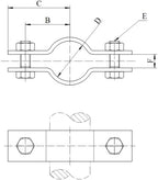 ClampTitan Two Bolt Pipe Clamp, Suspension of Pipe Lines with 2 Bolts Bracket