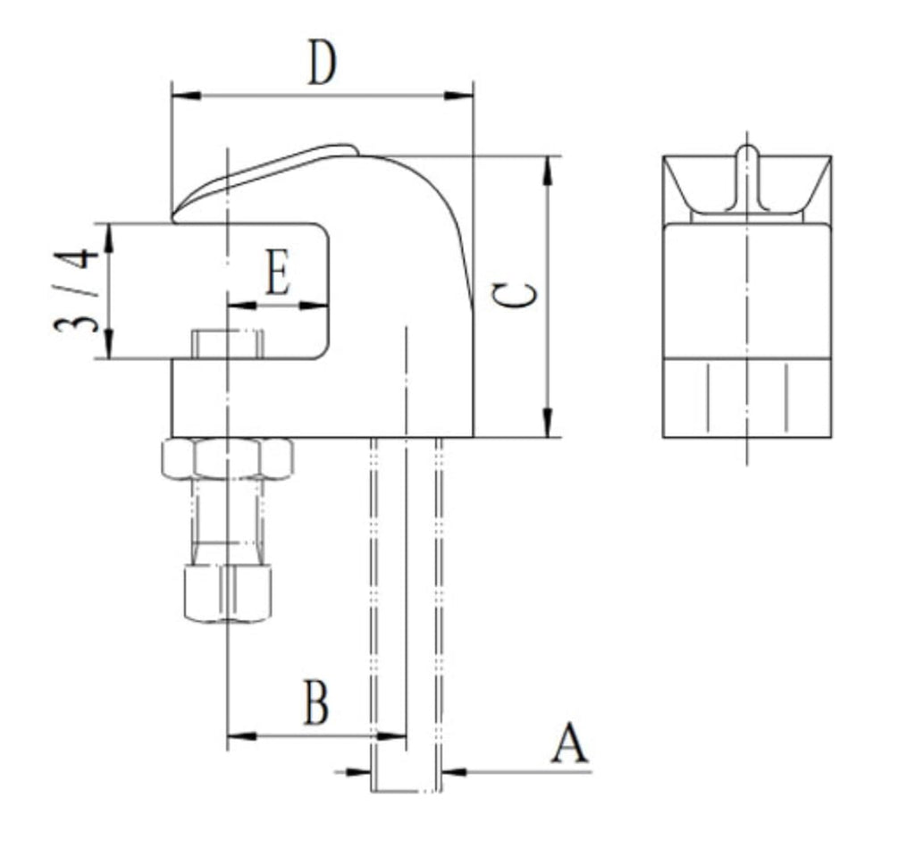 ClampTitan 3/8-Inch Beam Clamp, 3/4-Inch Jaw Opening, Wall & Ceiling Mount Pipe Support, C-Clamp, 10-Pack, UL/cUL/FM Approved