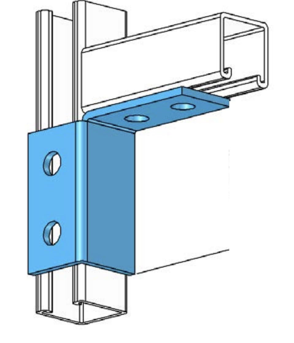 ClampTitan 4-Hole Corner, Channel Wing Fitting Bracket, for 1-5/8" Strut Channel with 1/2" Bolt, HDG