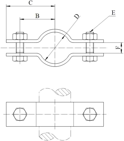 ClampTitan Two Bolt Pipe Clamp, 316 Stainless Steel