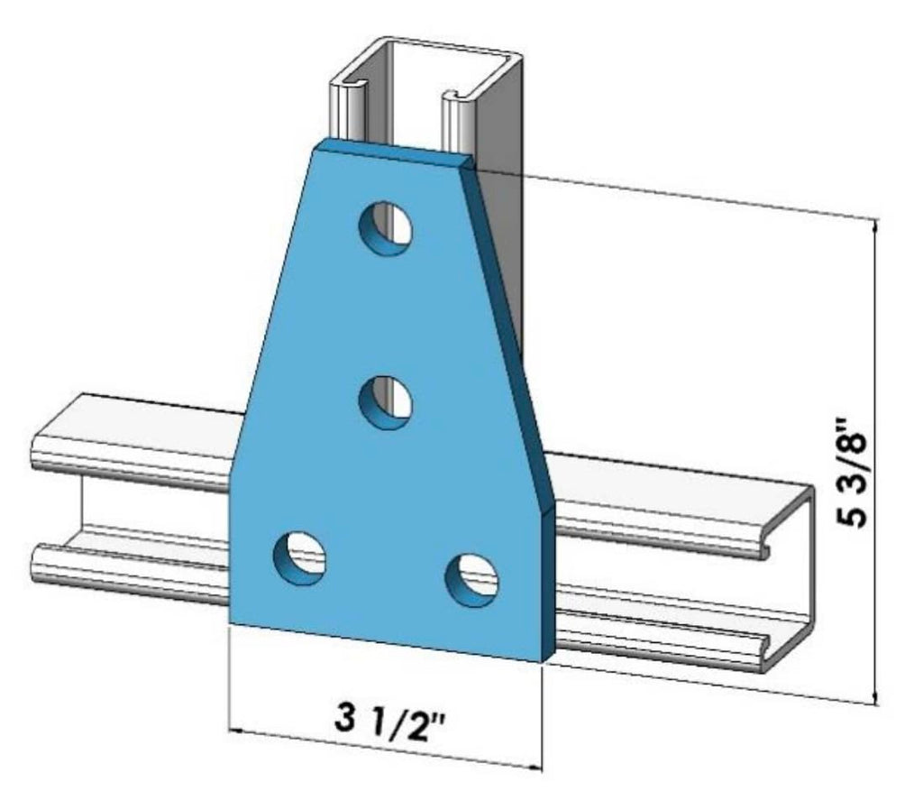 ClampTitan 4-Hole Tee Gusset Plate for Strut Channel, Hole Dia 9/16", Flat Plate Fittings, Zinc Galvanized