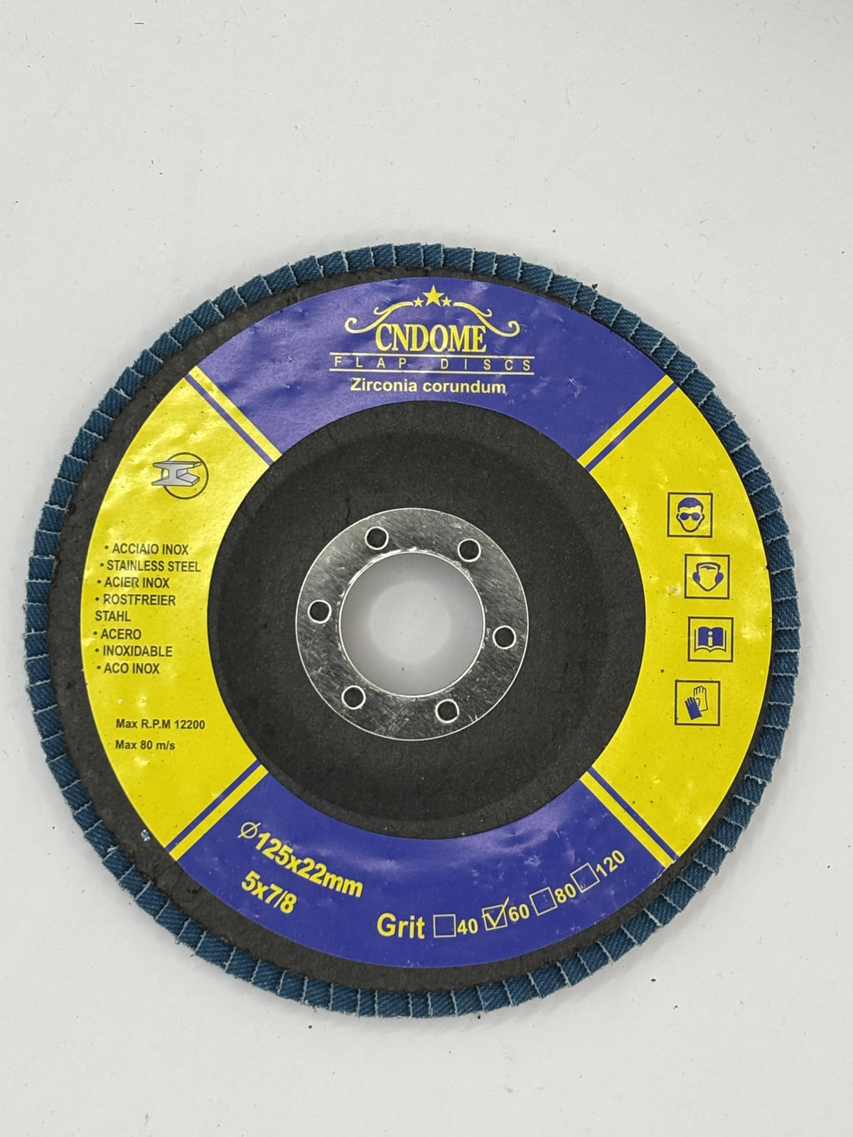 20-Pack 5 Inch 60 Grit Abrasive Grinding Wheel and Flap Sanding Disc for Metal & Stainless Steel 7/8" Zirconia Corundum