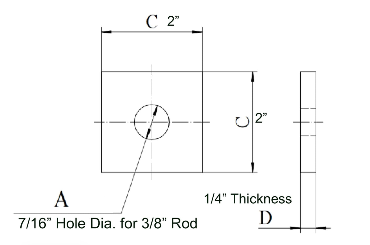 ClampTitan Steel Square Washer Plate, 2'' x 2'', Hot-dip Galvanized, 10-Pack