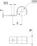 ClampTitan EMT One/Two Hole Pipe Strap, R Shape Bracket, for Electrical Pipe Tube Wire Installation, 50-Pack